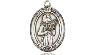 Sterling Silver Saint Agatha Medal Religious Jewelry Engraved Catholic Saint Jewelry