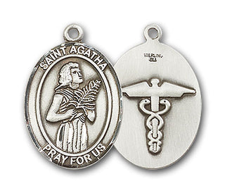 Sterling Silver Saint Agatha Nurse Pendant