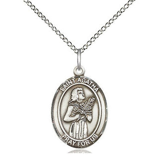 Sterling Silver Saint Agatha Medal Religious Jewelry Engraved Catholic Saint Jewelry