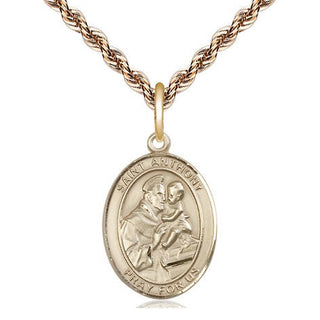 14kt Gold Saint Anthony of Padua Medal Engraved Catholic Saint Jewelry