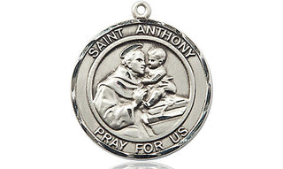 Sterling Silver Saint Anthony Medal Religious Jewelry Engraved Catholic Saint Jewelry