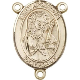14kt Gold Saint Apollonia Rosary Center Rosary Center Engraved Catholic Saint Jewelry