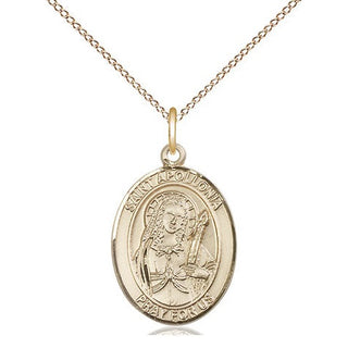 14kt Gold Saint Apollonia Medal Engraved Catholic Saint Jewelry