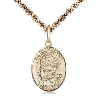 14kt Gold Saint Apollonia Medal Engraved Catholic Saint Jewelry