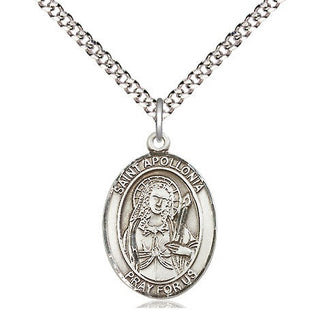 Sterling Silver Saint Apollonia Medal Religious Jewelry Engraved Catholic Saint Jewelry