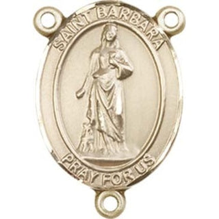 14kt Gold Saint Barbara Rosary Center Rosary Center Engraved Catholic Saint Jewelry