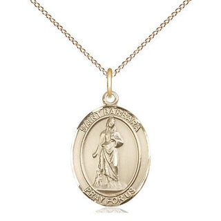 14kt Gold Filled Saint Barbara Medal Religious Jewelry Engraved Catholic Saint Jewelry