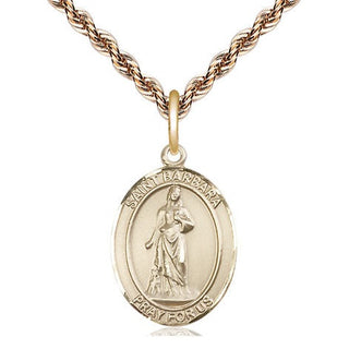 14kt Gold Filled Saint Barbara Medal Religious Jewelry Engraved Catholic Saint Jewelry