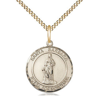14kt Gold Filled Santa Barbara Medal Religious Jewelry Engraved Catholic Saint Jewelry