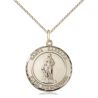 14kt Gold Filled Santa Barbara Medal Religious Jewelry Engraved Catholic Saint Jewelry