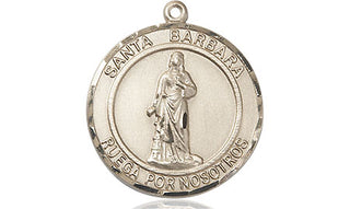 14kt Gold Santa Barbara Medal Engraved Catholic Saint Jewelry