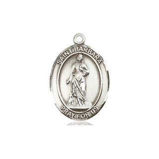 Sterling Silver Saint Barbara Medal Religious Jewelry Engraved Catholic Saint Jewelry