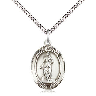 Sterling Silver Saint Barbara Medal Religious Jewelry Engraved Catholic Saint Jewelry