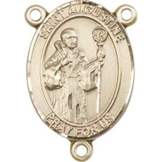 14kt Gold Saint Augustine Rosary Center Rosary Center Engraved Catholic Saint Jewelry