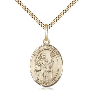 14kt Gold Filled Saint Augustine Medal Religious Jewelry Engraved Catholic Saint Jewelry