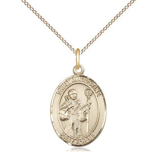 14kt Gold Filled Saint Augustine Medal Religious Jewelry Engraved Catholic Saint Jewelry