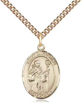 14kt Gold Filled Saint Augustine Medal Religious Jewelry Engraved Catholic Saint Jewelry