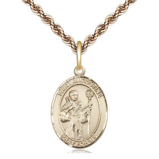 14kt Gold Filled Saint Augustine Medal Religious Jewelry Engraved Catholic Saint Jewelry