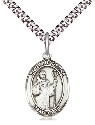 Pewter Saint Augustine Medal Religious Jewelry Engraved Catholic Saint Jewelry