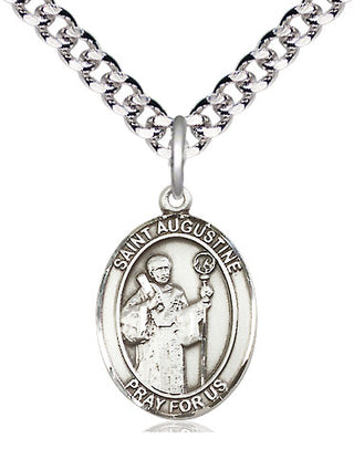 Pewter Saint Augustine Medal Religious Jewelry Engraved Catholic Saint Jewelry