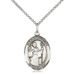 Sterling Silver Saint Augustine Medal Religious Jewelry Engraved Catholic Saint Jewelry