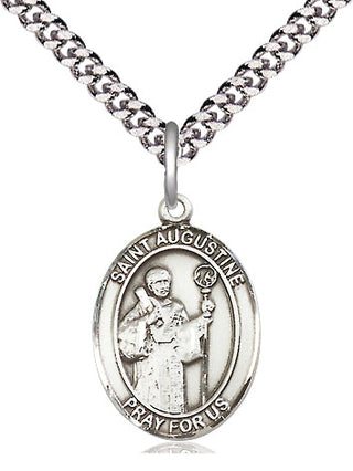 Sterling Silver Saint Augustine Medal Religious Jewelry Engraved Catholic Saint Jewelry