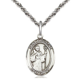 Sterling Silver Saint Augustine Medal Religious Jewelry Engraved Catholic Saint Jewelry