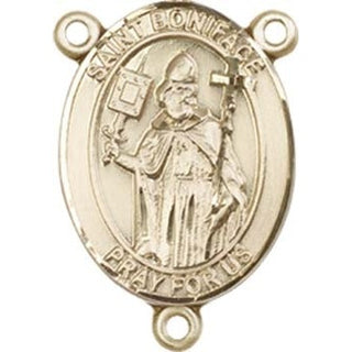 14kt Gold Saint Boniface Rosary Center Rosary Center Engraved Catholic Saint Jewelry