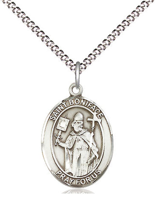 Pewter Saint Boniface Medal Religious Jewelry Engraved Catholic Saint Jewelry