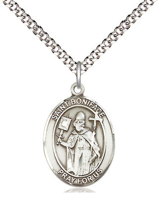 Sterling Silver Saint Boniface Medal Religious Jewelry Engraved Catholic Saint Jewelry