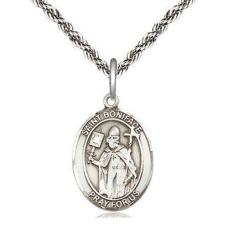 Sterling Silver Saint Boniface Medal Religious Jewelry Engraved Catholic Saint Jewelry