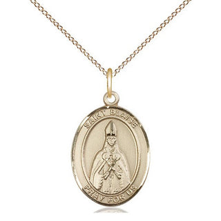 14kt Gold Saint Blaise Medal Engraved Catholic Saint Jewelry
