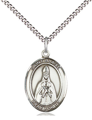 Sterling Silver Saint Blaise Medal Religious Jewelry Engraved Catholic Saint Jewelry