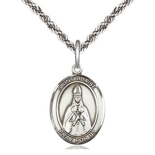 Sterling Silver Saint Blaise Medal Religious Jewelry Engraved Catholic Saint Jewelry