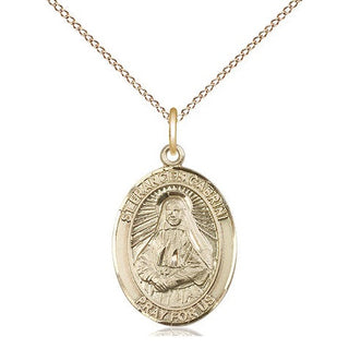 14kt Gold Saint Frances Cabrini Medal Engraved Catholic Saint Jewelry