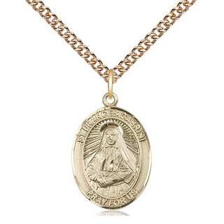 14kt Gold Saint Frances Cabrini Medal Engraved Catholic Saint Jewelry