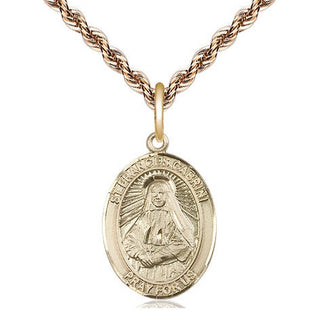 14kt Gold Saint Frances Cabrini Medal Engraved Catholic Saint Jewelry