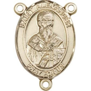 14kt Gold Filled Saint Alexander Constantinople Rosary Center Rosary Center Engraved Catholic Saint Jewelry