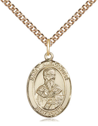 14kt Gold Saint Alexander Constantinople Medal Engraved Catholic Saint Jewelry