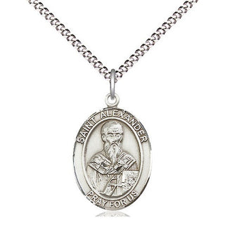 Pewter Saint Alexander Constantinople Medal Religious Jewelry Engraved Catholic Saint Jewelry