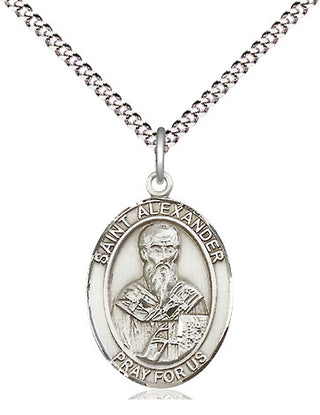 Sterling Silver Saint Alexander Constantinople Medal Religious Jewelry Engraved Catholic Saint Jewelry