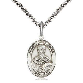 Sterling Silver Saint Alexander Constantinople Medal Religious Jewelry Engraved Catholic Saint Jewelry