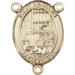 14kt Gold Filled Saint Benjamin Rosary Center Rosary Center Engraved Catholic Saint Jewelry