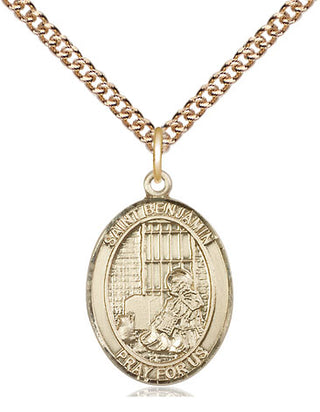 14kt Gold Filled Saint Benjamin Medal Religious Jewelry Engraved Catholic Saint Jewelry