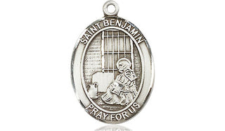 Sterling Silver Saint Benjamin Medal Religious Jewelry Engraved Catholic Saint Jewelry