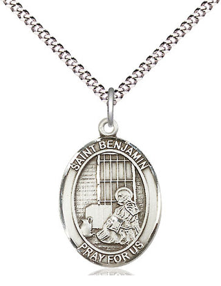 Sterling Silver Saint Benjamin Medal Religious Jewelry Engraved Catholic Saint Jewelry