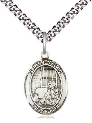 Sterling Silver Saint Benjamin Medal Religious Jewelry Engraved Catholic Saint Jewelry