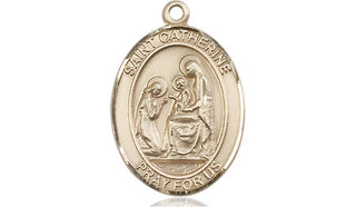 14kt Gold Filled Saint Catherine of Siena Medal Engraved Catholic Saint Jewelry