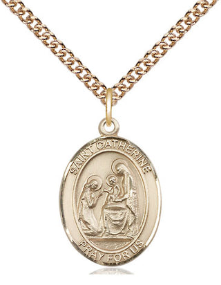 14kt Gold Filled Saint Catherine of Siena Medal Religious Jewelry Engraved Catholic Saint Jewelry