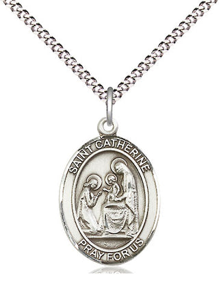 Pewter Saint Catherine of Siena Medal Religious Jewelry Engraved Catholic Saint Jewelry